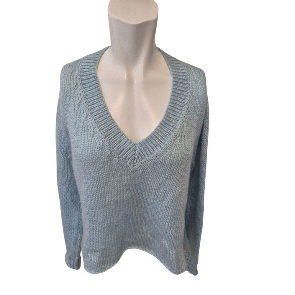 Wooden Ships Wool Mohair Sweater Oversized Semi-Cropped Sweater Blue Sz XS-S